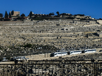 A view on the Jewish Cemetery on the Mount of Olives in Jerusalem, Israel on December 29, 2022. (