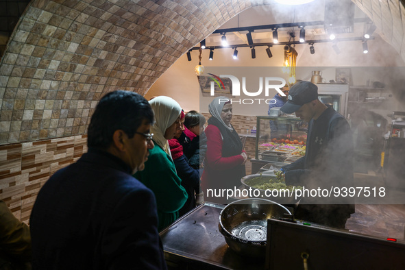 Traditional local street food in the Old City in Jerusalem, Israel on December 29, 2022. 