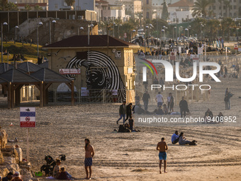 Charles Clore Beach at the Mediterranean Sea in Tel Aviv, Israel on December 30, 2022. (