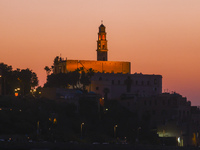 A view on Old Jaffa and St. Peter's Church during a sunset in Tel Aviv, Israel on December 30, 2022. (