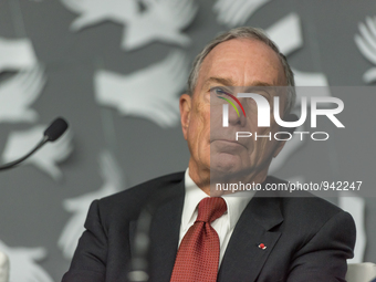Former Mayor of New York City, Michael Bloomberg delivers a speech during the Climate Summit for Local Leaders at the Paris Townhall in Pari...