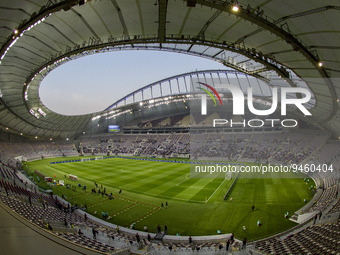 General view of Khalifa International Stadium before Paris Saint-Germain team training session in Doha ,Qatar on 18 January 2023. (