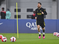 Paris Saint-Germain's Lionel Messi attends a team training session at Khalifa International Stadium in Doha ,Qatar on 18 January 2023.
 (