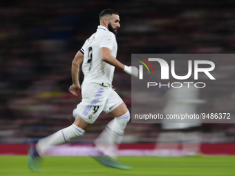 Karim Benzema centre-forward of Real Madrid and France in action during the LaLiga Santander match between Athletic Club and Real Madrid CF...