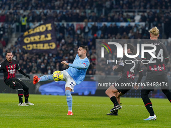 Mattia Zaccagni of SS Lazio during the Serie A match between SS Lazio and AC Milan at Stadio Olimpico, Rome, Italy on 24 January 2023.  (