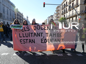 Demonstration of teachers and doctors on the occasion of the health and education strike, in Barcelona on 25th January 2023. (