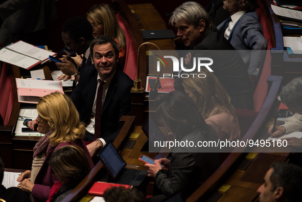 Deputy Minister and government spokesman Olivier Veran during the government question session, in Paris, Tuesday 24 January, 2023. 
