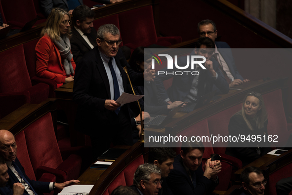 Les Republicains MP Xavier Breton takes the floor during the question session to the government, in Paris, Tuesday 24 January, 2023. 