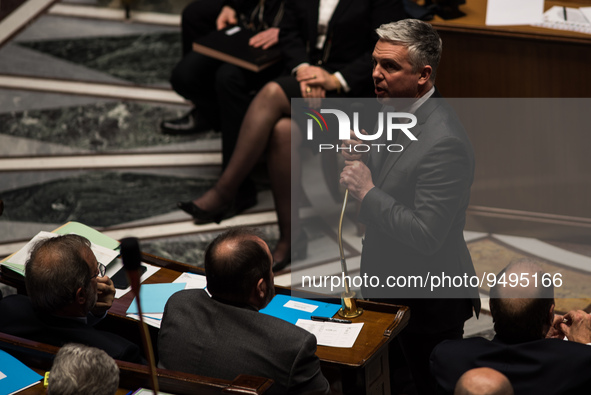 Minister of Solidarity Jean-Christophe Combe speaks during the question session to the government, in Paris, Tuesday 24 January, 2023. 