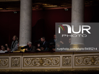 The stage of the National Assembly dedicated to photojournalists during the question session to the government, in Paris, Tuesday 24 January...