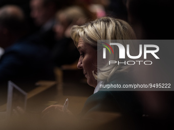 MP and Rassemblement National leader Marine Le Pen during the government question session, in Paris, Tuesday 24 January, 2023. (