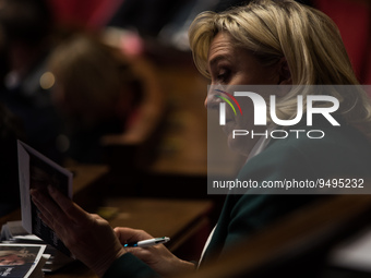MP and Rassemblement National leader Marine Le Pen during the government question session, in Paris, Tuesday 24 January, 2023. (