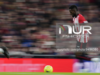 Iñaki Williams centre-forward of Athletic Club and Ghana runs with the ball during the LaLiga Santander match between Athletic Club and Real...