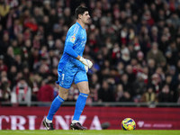 Thibaut Courtois goalkeeper of Real Madrid and Belgium in action during the LaLiga Santander match between Athletic Club and Real Madrid CF...
