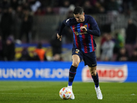 Robert Lewandowski centre-forward of Barcelona and Poland in action during the Copa Del Rey Quarter Final match between FC Barcelona and Rea...