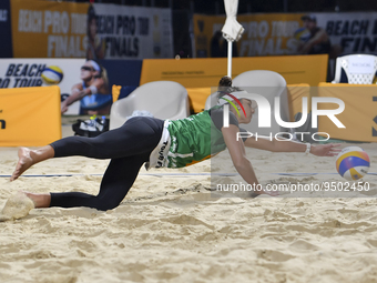 Mariafe Artacho Del Solar of Australia action during the women's Volleyball World Beach Pro Tour Finals against Anastasija Samoilova and Tin...