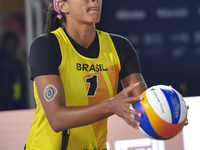  Ana Patricia Silva Ramos  of Brazil action during the women's Volleyball World Beach Pro Tour Finals against Kristen Nuss and and Taryn Klo...