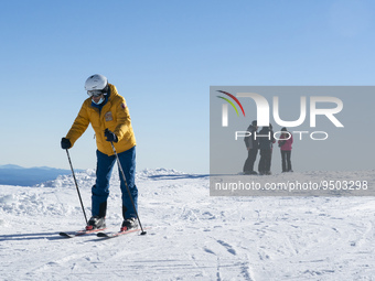 A man begins the descent down a track after the opening of the ski and mountain resort of Alto Campoo or Branavieja, which is located in the...
