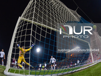 Ball in the net after the goal of Bologna's Stefan Posch during the italian soccer Serie A match Bologna FC vs Spezia Calcio on January 27,...