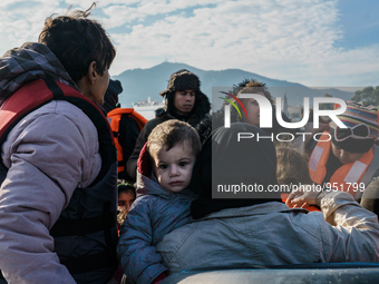 Migrants approach the coast of the Mytilene Greece island of Lesbos on Dec. 9, 2015. (