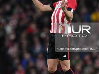Mikel Vesga defensive midfield of Athletic Club and Spain controls the ball during the LaLiga Santander match between Athletic Club and Real...