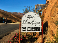 Riad Bleu Afriqua hotel and cafe located in the Dades Gorge in the Dades Valley deep in the High Atlas Mountains in Dades, Morocco, Africa....
