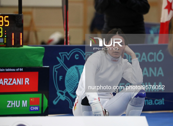 Mingye Zhu, from China, during the 46th edition of the City of Barcelona International Fencing Trophy for Women's Sword, held at the Nationa...