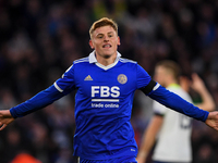 Harvey Barnes of Leicester City celebrates after scoring a goal during the Premier League match between Leicester City and Tottenham Hotspur...