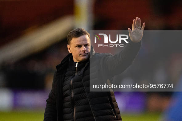 Richie Wellens, manager waves the fans during the Sky Bet League 2 match between Walsall and Leyton Orient at the Banks's Stadium, Walsall o...