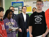 Pennsylvania Governor Josh Shapiro visits G.W. Carver High School of Engineering and Science in North Philadelphia, PA, USA on March 15, 202...