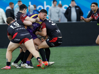 Mitch Clark of Newcastle Thunder is tackled during the BETFRED Championship match between Newcastle Thunder and London Broncos at Kingston P...