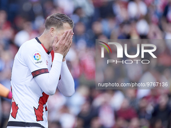 Florian Lejeune of Rayo Vallecano during a match between Rayo Vallecano v Girona FC as part of LaLiga in Madrid, Spain, on March 18, 2022....