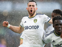 Leeds United's Jack Harrison (L) and Leeds United's Wilfried Gnonto celebrate scoring their side's first goal of the gameduring the Premier...