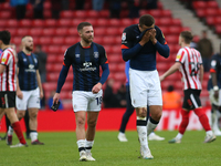 Luton Town's players react to the full time result during the Sky Bet Championship match between Sunderland and Luton Town at the Stadium Of...