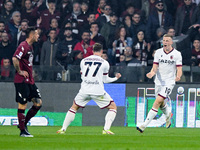Lewis Ferguson of Bologna FC celebrates after scoring first goal during the Serie A match between US Salernitana and Bologna FC at Stadio Ar...
