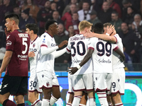 Players of Bologna Fc celebrate the goal during the  Serie A match between Us Salernitana 1919 and Bologna Fc on March 18, 2023 stadium ''Ar...