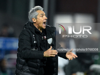 Paulo Sousa manager of US Salernitana gestures during the Serie A match between US Salernitana and Bologna FC at Stadio Arechi, Salerno, Ita...