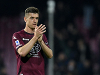 Krzysztof Piatek of US Salernitana greets the fans during the Serie A match between US Salernitana and Bologna FC at Stadio Arechi, Salerno,...