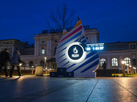 KRAKOW, POLAND - MARCH 15, 2023:
EG2023 countdown clock located outside the old terminal of Krakow main train station shows 100 days to the...