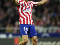 Marcos Llorente central midfield of Atletico de Madrid and Spain reacts during the La Liga Santander match between Atletico de Madrid and Va...