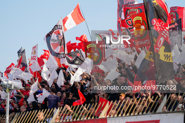 Team of AC Monza supporters during AC Monza against US Cremonese, Serie A, at U-Power Stadium in Monza on March, 18th 2023. 