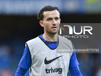 Ben Chilwell of Chelsea warming up before the Premier League match between Chelsea and Everton at Stamford Bridge, London on Saturday 18th M...