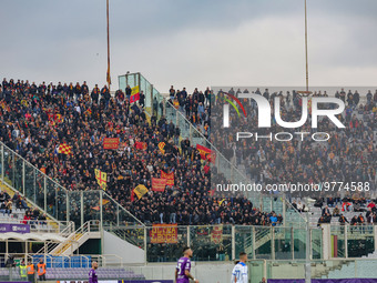 Supporters of US Lecce prior to the Italian Serie A football match between Fiorentina and Lecce on Mar 19, 2023 at the Artemio-Franchi stadi...