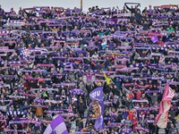 Fans of ACF Fiorentina during the italian soccer Serie A match CF Fiorentina vs US Lecce on March 19, 2023 at the Artemio Franchi stadium in...