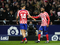 Thomas Lemar attacking midfield of Atletico de Madrid and France celebrates after scoring his sides first goal during the La Liga Santander...