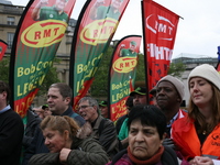 People gather in Trafalgar Square for the annual rally of May Day, in London, on May 1, 2014. (
