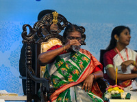  President of India Smt . Droupadi Murmu addresses during her civic recpetion by West Bengal state government during her visit to Kolkata ,...