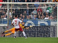Mirko Antenucci (Bari) scores 1-2 during the Italian soccer Serie B match AC Pisa vs SSC Bari on April 23, 2023 at the Arena Garibaldi in Pi...