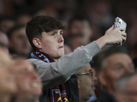 A fan of West Ham United during the FA Youth Cup Final between Arsenal U18s and West Ham United U18s at the Emirates Stadium, London on Tues...