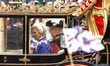  Princess Anne rides  in a carriage following  the coronation at Westminster Abbey on May...